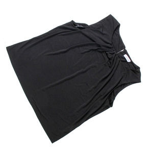 Women's Petite Black Calvin Klein Sleeveless Dry Clean Only Pleaded Blouse